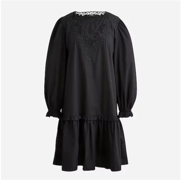 NWT J. Crew Eyelet Trim Cotton Long Sleeves Mini Dress Size Small - Picture 1 of 10